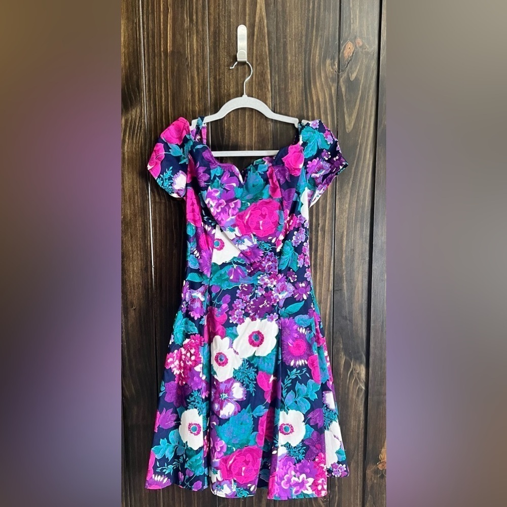 Vintage 90’s Floral Mini Party Dress-Size 5-Byers Too - Picture 2 of 8